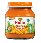Holle Demeter Bio Karottenmus, ohne Zuckerzusatz, glutenfrei, ab dem 5. Monat, 125 g Glas