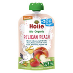 Holle Pelikan Bio-Pfirsichmus (Pfirsich-Erdbeere-Apfel-Hafer), glutenfrei, ohne Zuckerzusatz, 100 g